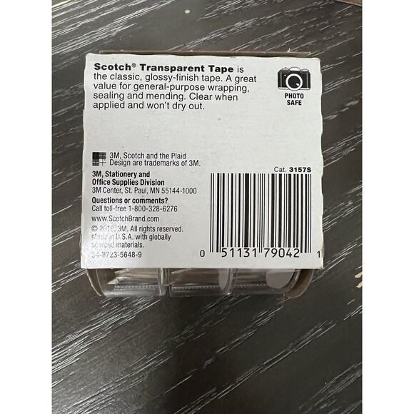 Scotch 3M Transparent Tape Glossy Finish 3/4" x 300" ea - 15 Rolls Total - Picture 4 of 4